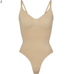 SKIMS Sculpting Thong Bodysuit Clay